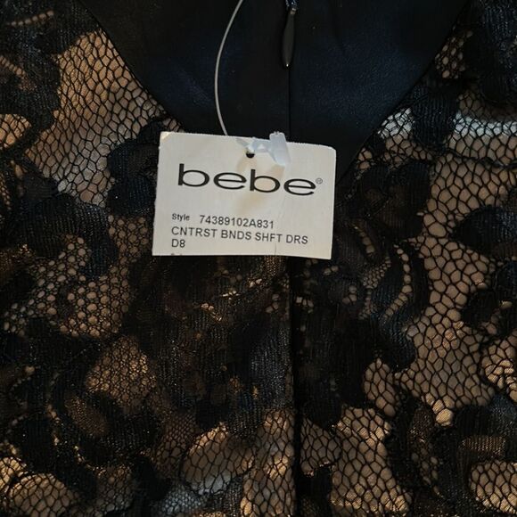 Bebe Silk Dress Black Lace Cocktail Dress Size Small • NEW WITH TAGS • - Picture 7 of 10